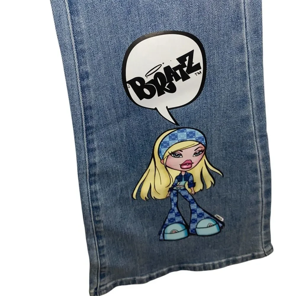 DOLLS KILL X BRATZ What’s the Scoop Flare Denim Jeans Size XS 0-2 - Picture 3 of 7
